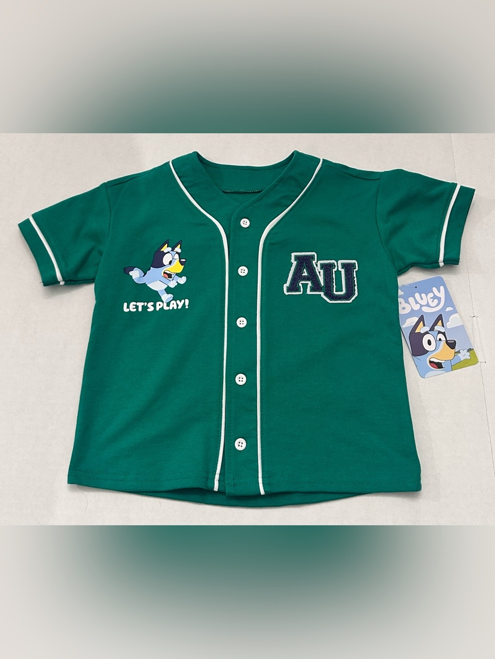 Bluey Toddler Button Down Baseball Jersey with Short Sleeves, Size 3T